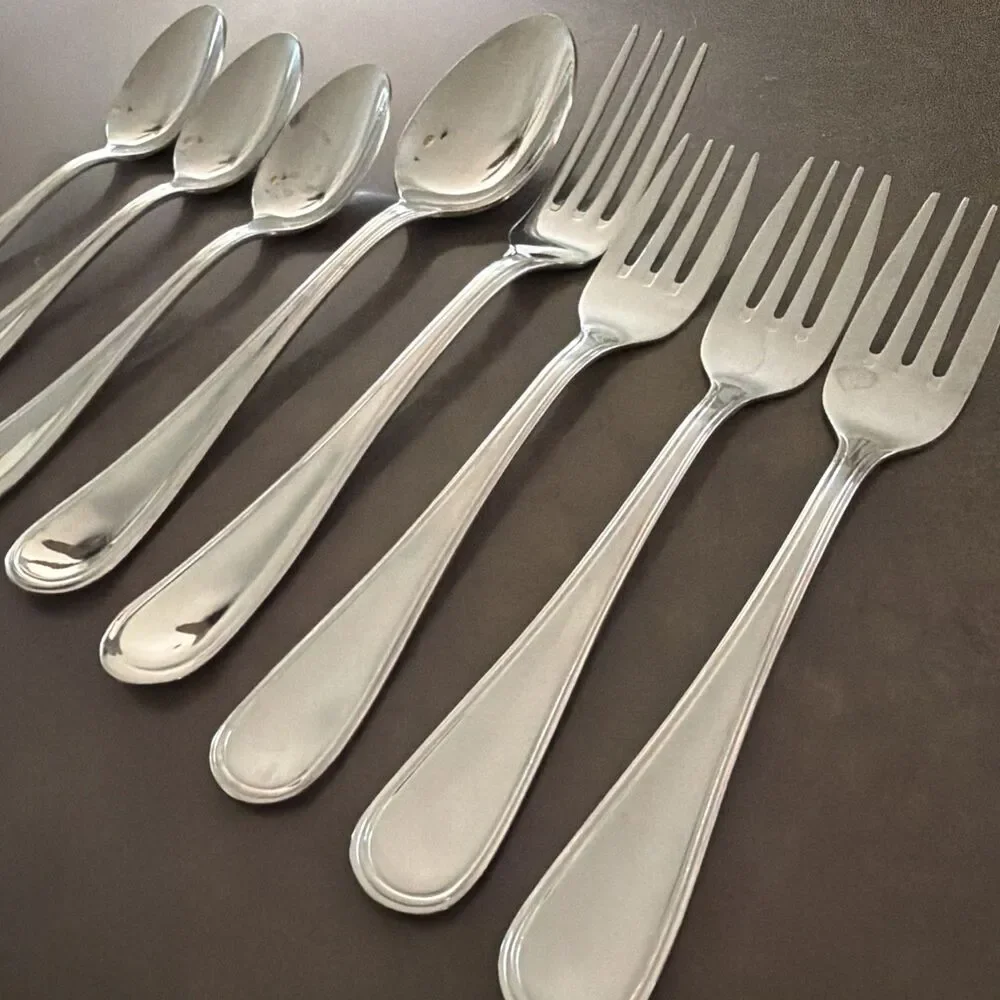 Lot of 8 Savile Row Godinger 18/10 Stainless Steel Flatware Forks Spoons